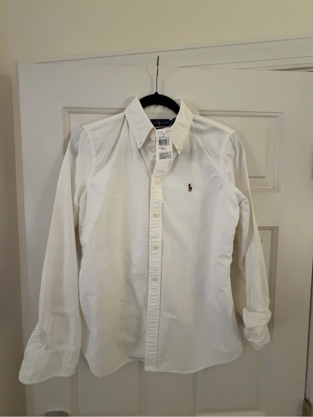 Ralph Lauren White Button-Down Shirt with Embroidered Pony - Picture 2 of 3